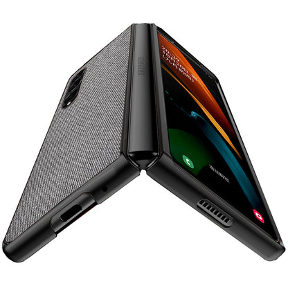 Sea Sand Textured Phone Case for Samsung Galaxy Z Fold3 5G, PU Leather Coated Hard PC Thin Durable Protective Cover