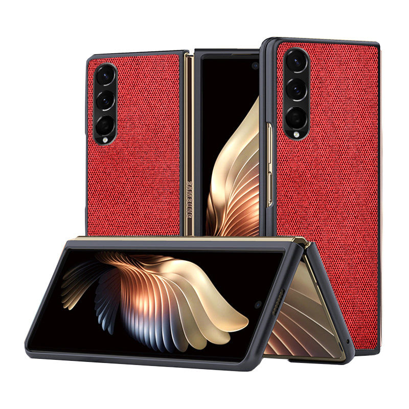 Sea Sand Textured Phone Case for Samsung Galaxy Z Fold3 5G, PU Leather Coated Hard PC Thin Durable Protective Cover