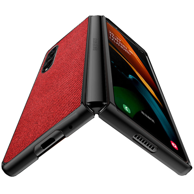 Sea Sand Textured Phone Case for Samsung Galaxy Z Fold3 5G, PU Leather Coated Hard PC Thin Durable Protective Cover