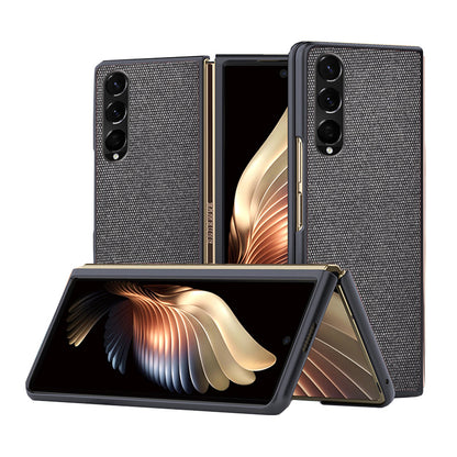 Sea Sand Textured Phone Case for Samsung Galaxy Z Fold3 5G, PU Leather Coated Hard PC Thin Durable Protective Cover