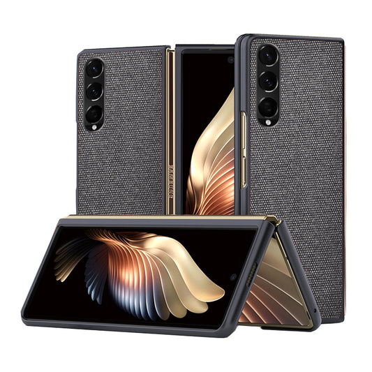 Sea Sand Textured Phone Case for Samsung Galaxy Z Fold3 5G, PU Leather Coated Hard PC Thin Durable Protective Cover