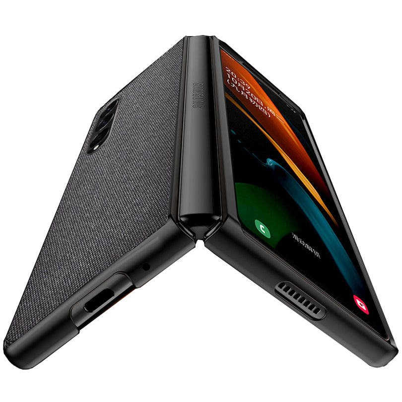 Sea Sand Textured Phone Case for Samsung Galaxy Z Fold3 5G, PU Leather Coated Hard PC Thin Durable Protective Cover