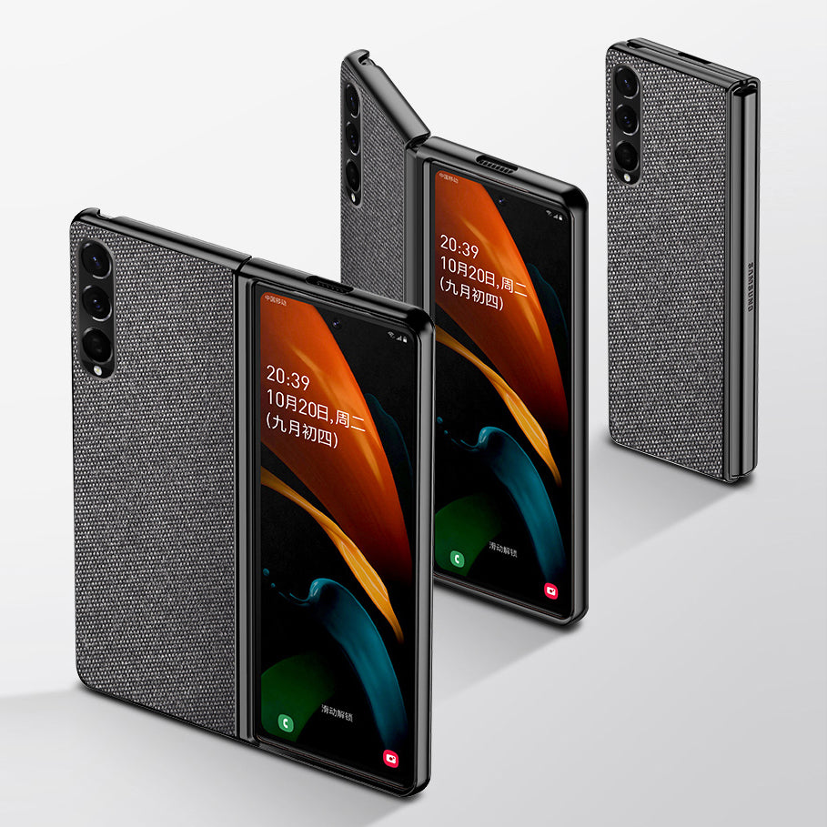 Sea Sand Textured Phone Case for Samsung Galaxy Z Fold3 5G, PU Leather Coated Hard PC Thin Durable Protective Cover
