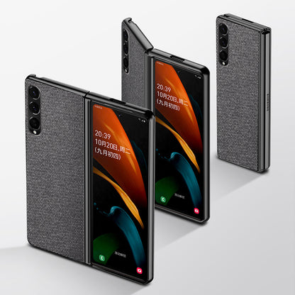 Sea Sand Textured Phone Case for Samsung Galaxy Z Fold3 5G, PU Leather Coated Hard PC Thin Durable Protective Cover