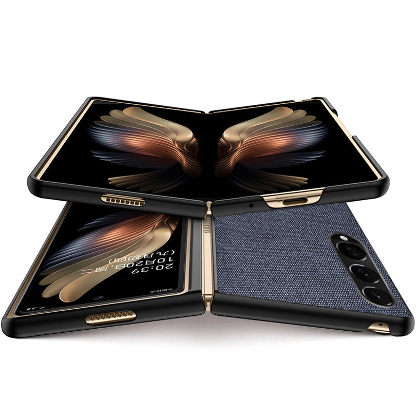 Sea Sand Textured Phone Case for Samsung Galaxy Z Fold3 5G, PU Leather Coated Hard PC Thin Durable Protective Cover