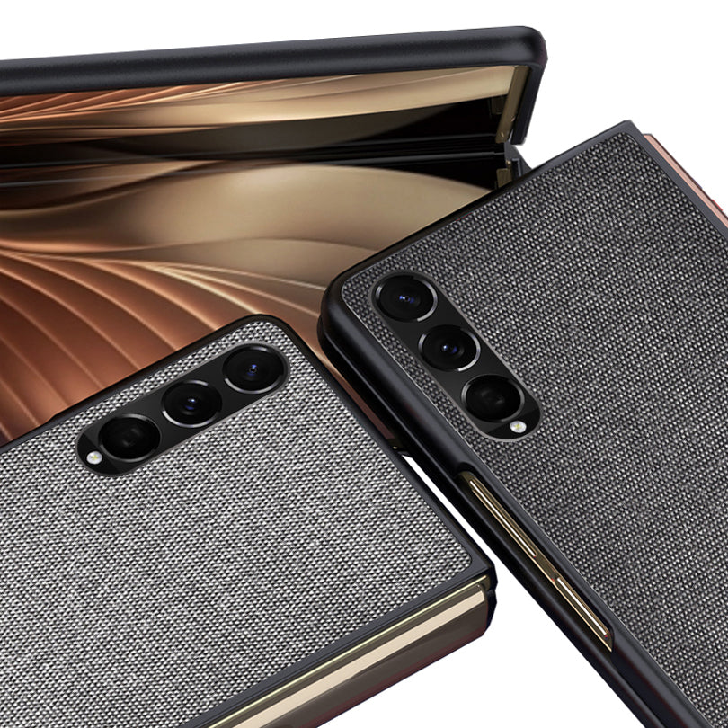 Sea Sand Textured Phone Case for Samsung Galaxy Z Fold3 5G, PU Leather Coated Hard PC Thin Durable Protective Cover