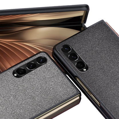 Sea Sand Textured Phone Case for Samsung Galaxy Z Fold3 5G, PU Leather Coated Hard PC Thin Durable Protective Cover