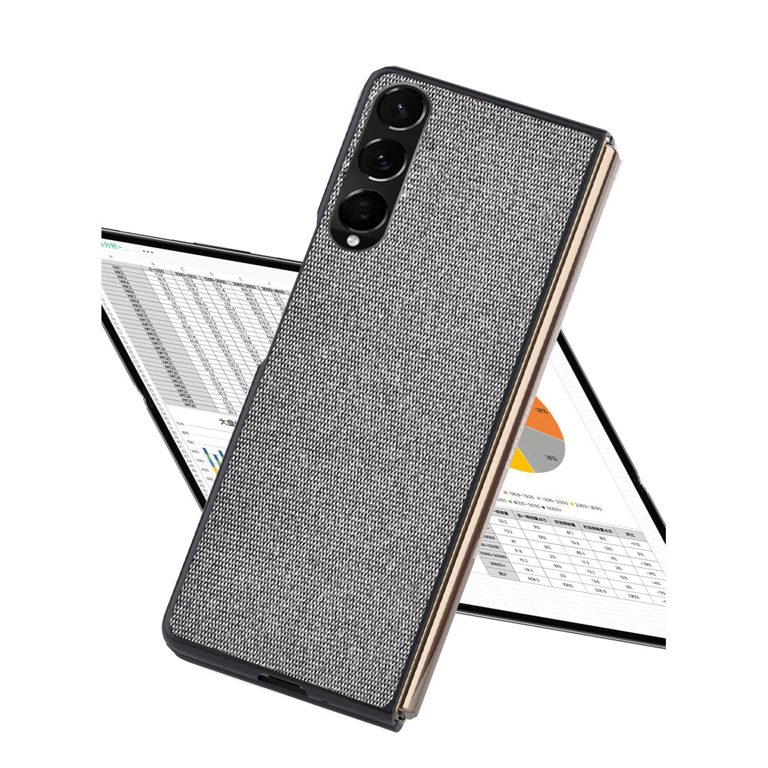 Sea Sand Textured Phone Case for Samsung Galaxy Z Fold3 5G, PU Leather Coated Hard PC Thin Durable Protective Cover