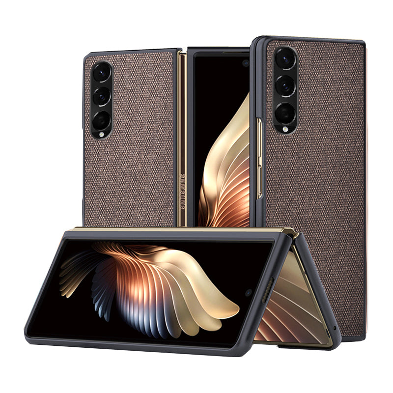Sea Sand Textured Phone Case for Samsung Galaxy Z Fold3 5G, PU Leather Coated Hard PC Thin Durable Protective Cover