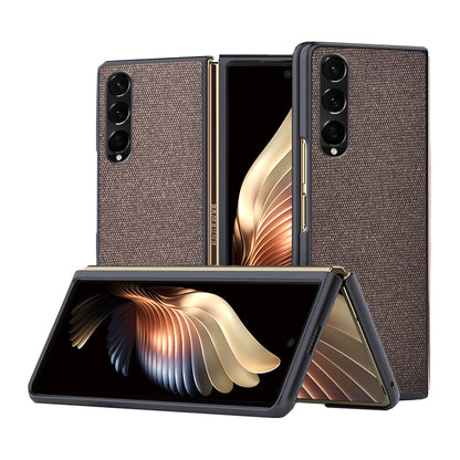 Sea Sand Textured Phone Case for Samsung Galaxy Z Fold3 5G, PU Leather Coated Hard PC Thin Durable Protective Cover