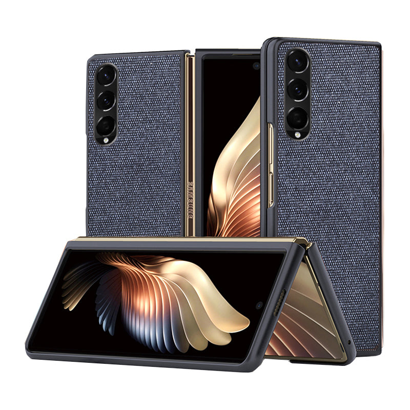 Sea Sand Textured Phone Case for Samsung Galaxy Z Fold3 5G, PU Leather Coated Hard PC Thin Durable Protective Cover