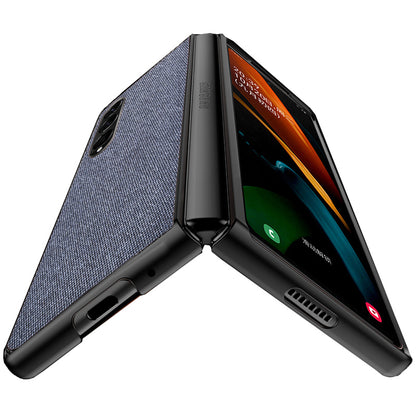 Sea Sand Textured Phone Case for Samsung Galaxy Z Fold3 5G, PU Leather Coated Hard PC Thin Durable Protective Cover