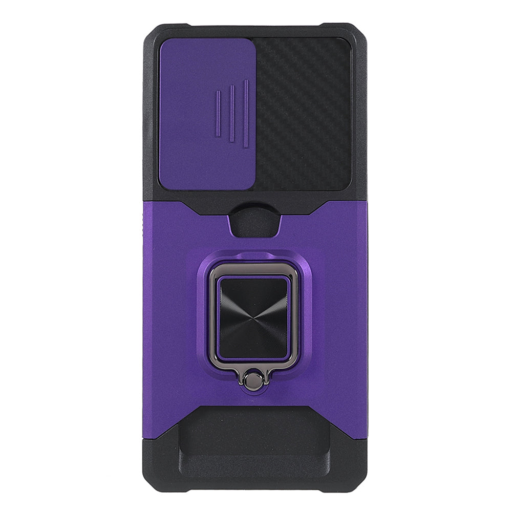 Drop-Proof Hybrid Phone Case Camera Slider Cover Shell with Card Holder for Samsung Galaxy S21 Ultra 5G