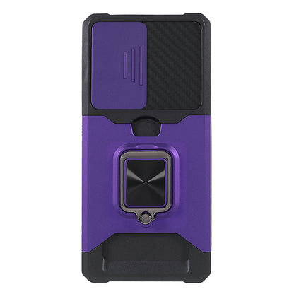 Drop-Proof Hybrid Phone Case Camera Slider Cover Shell with Card Holder for Samsung Galaxy S21 Ultra 5G