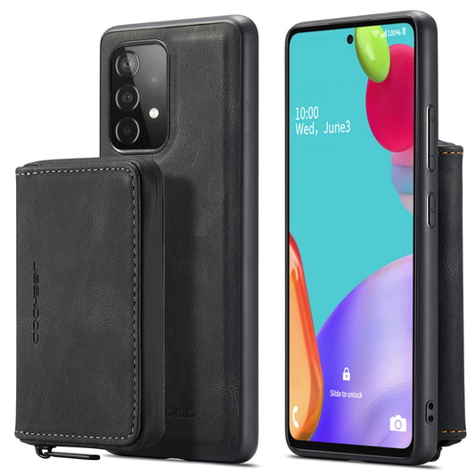 JEEHOOD Detachable 2-in-1 Magnetic Attraction Zippered Wallet Leather Hybrid Case with Kickstand for Samsung Galaxy A52 4G/A52 5G/A52s 5G