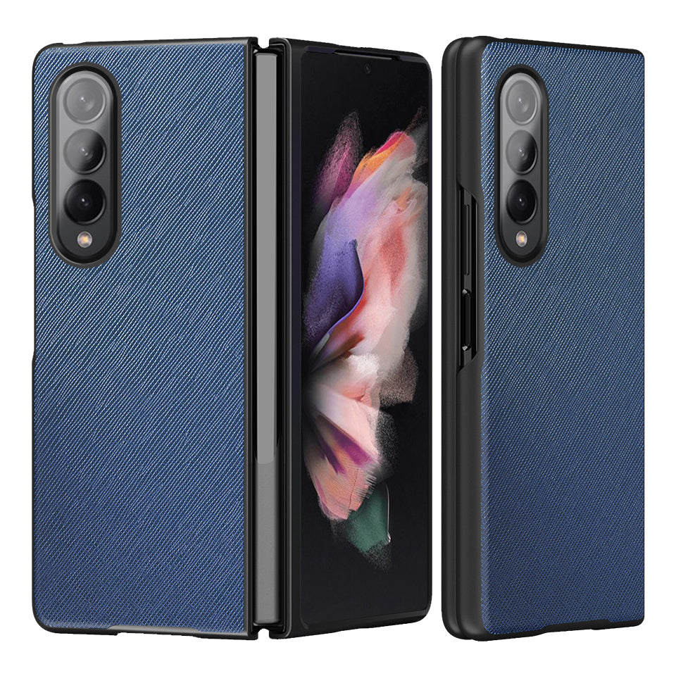 Cross Texture Leather Coated Hard PC Phone Case Shell for Samsung Galaxy Z Fold3 5G