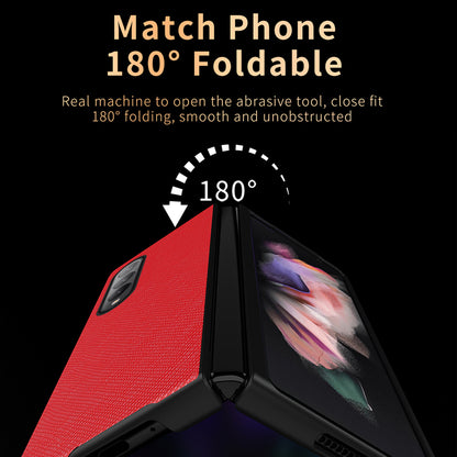 Cross Texture Leather Coated Hard PC Phone Case Shell for Samsung Galaxy Z Fold3 5G