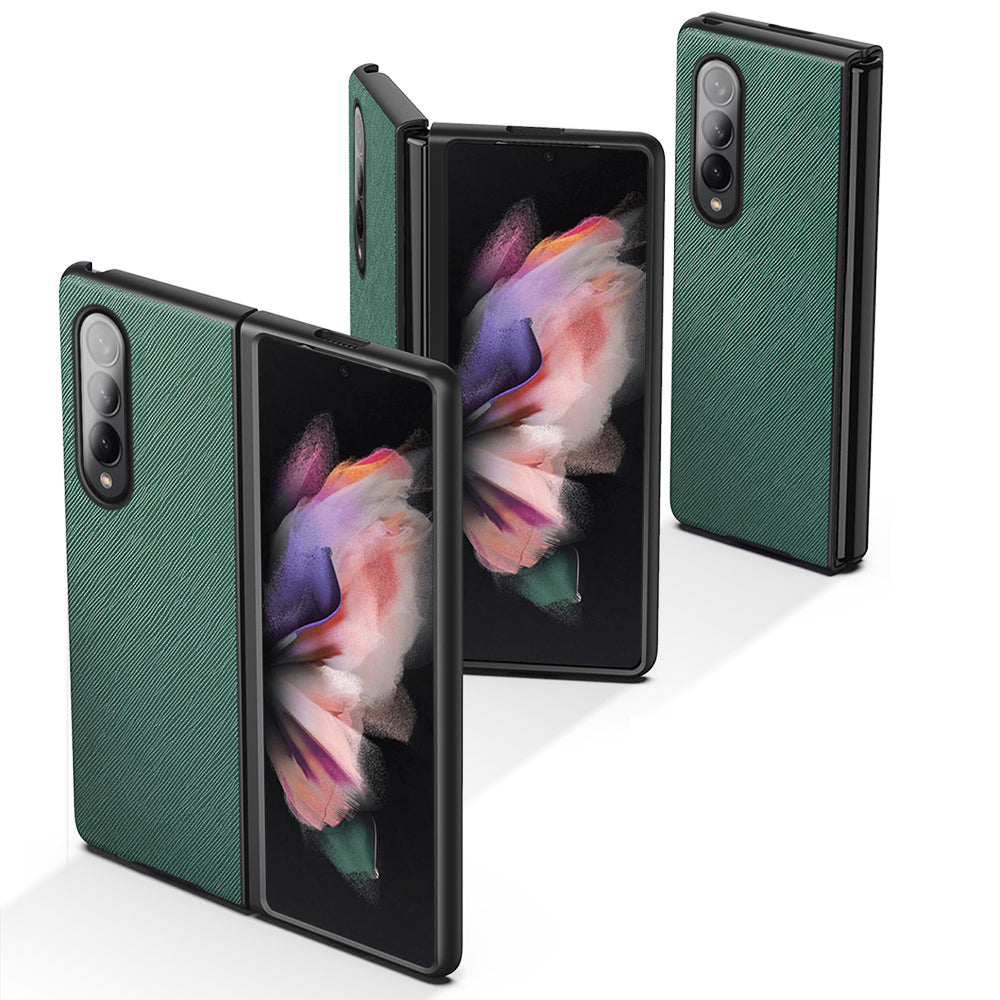 Cross Texture Leather Coated Hard PC Phone Case Shell for Samsung Galaxy Z Fold3 5G