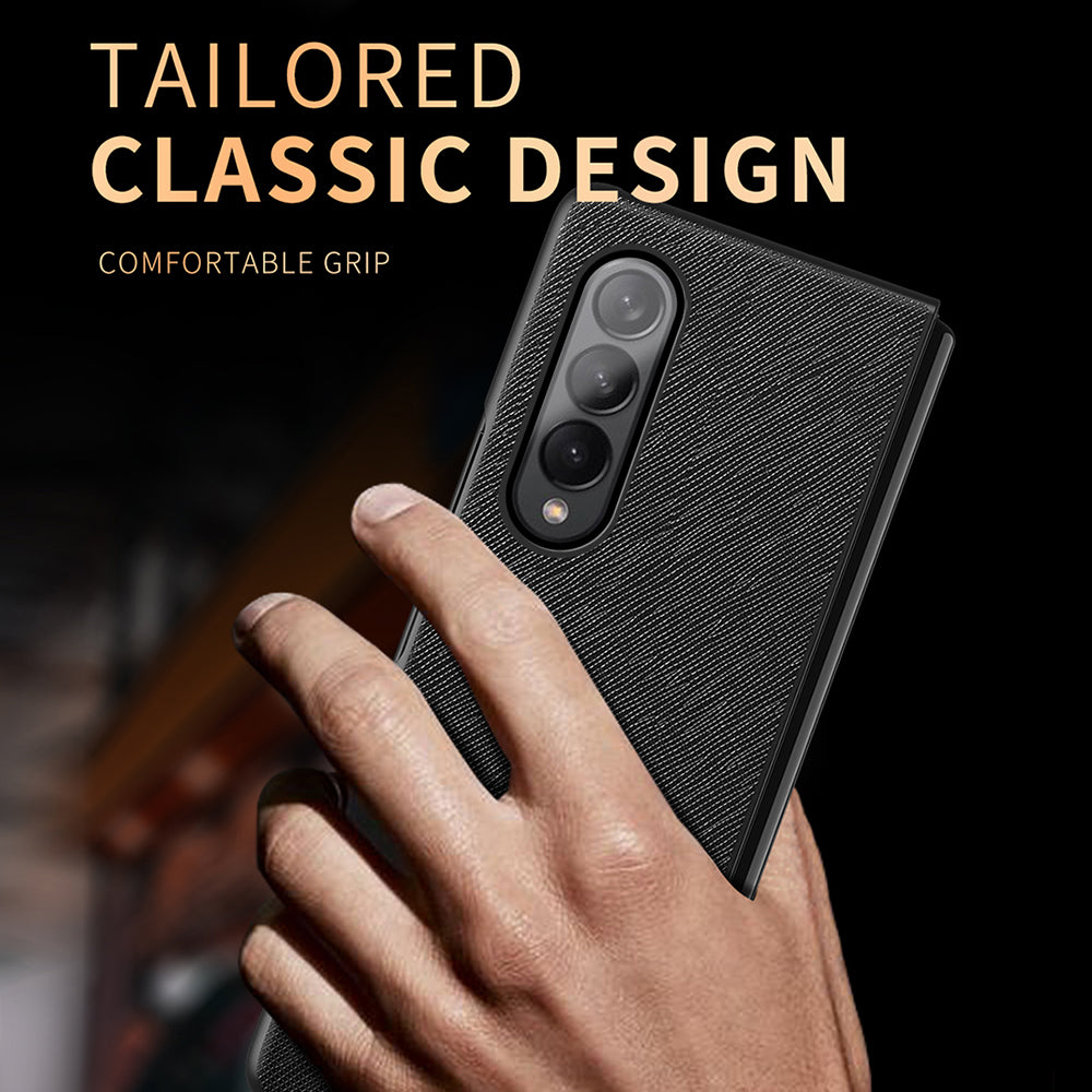 Cross Texture Leather Coated Hard PC Phone Case Shell for Samsung Galaxy Z Fold3 5G