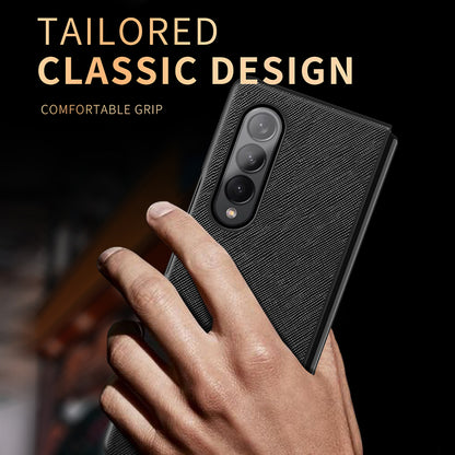 Cross Texture Leather Coated Hard PC Phone Case Shell for Samsung Galaxy Z Fold3 5G