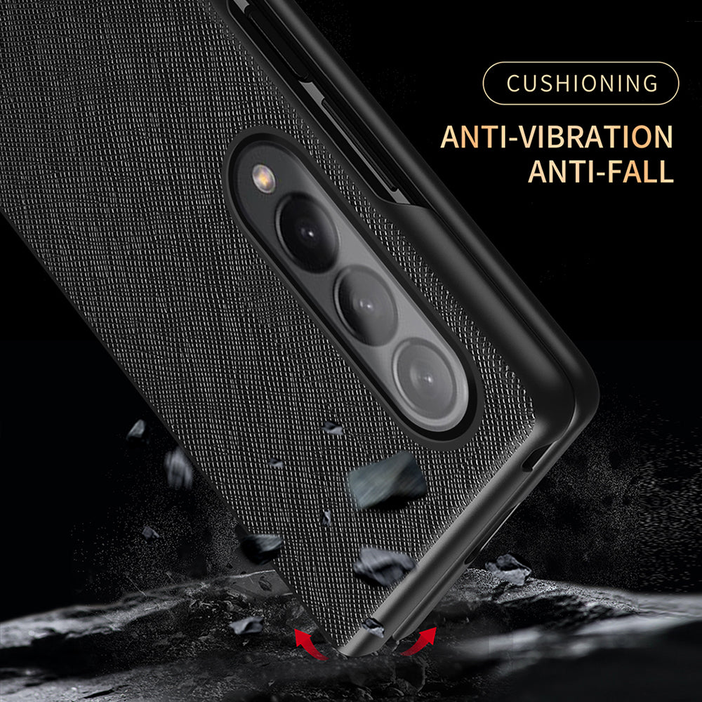 Cross Texture Leather Coated Hard PC Phone Case Shell for Samsung Galaxy Z Fold3 5G