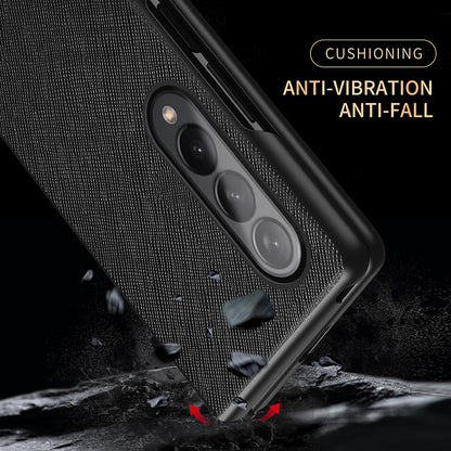 Cross Texture Leather Coated Hard PC Phone Case Shell for Samsung Galaxy Z Fold3 5G