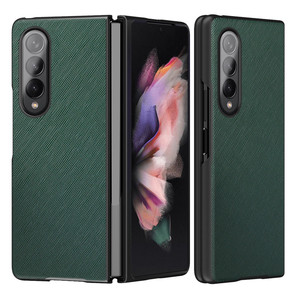 Cross Texture Leather Coated Hard PC Phone Case Shell for Samsung Galaxy Z Fold3 5G