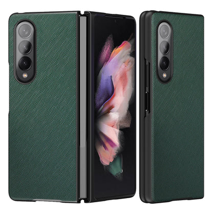 Cross Texture Leather Coated Hard PC Phone Case Shell for Samsung Galaxy Z Fold3 5G