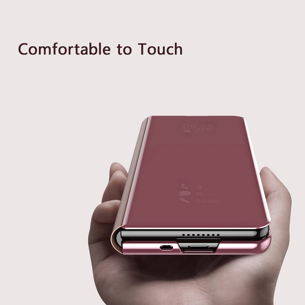 Folio Flip Mirror-Like Surface Plated PU Leather Stand Case for Samsung Galaxy Z Fold3 5G