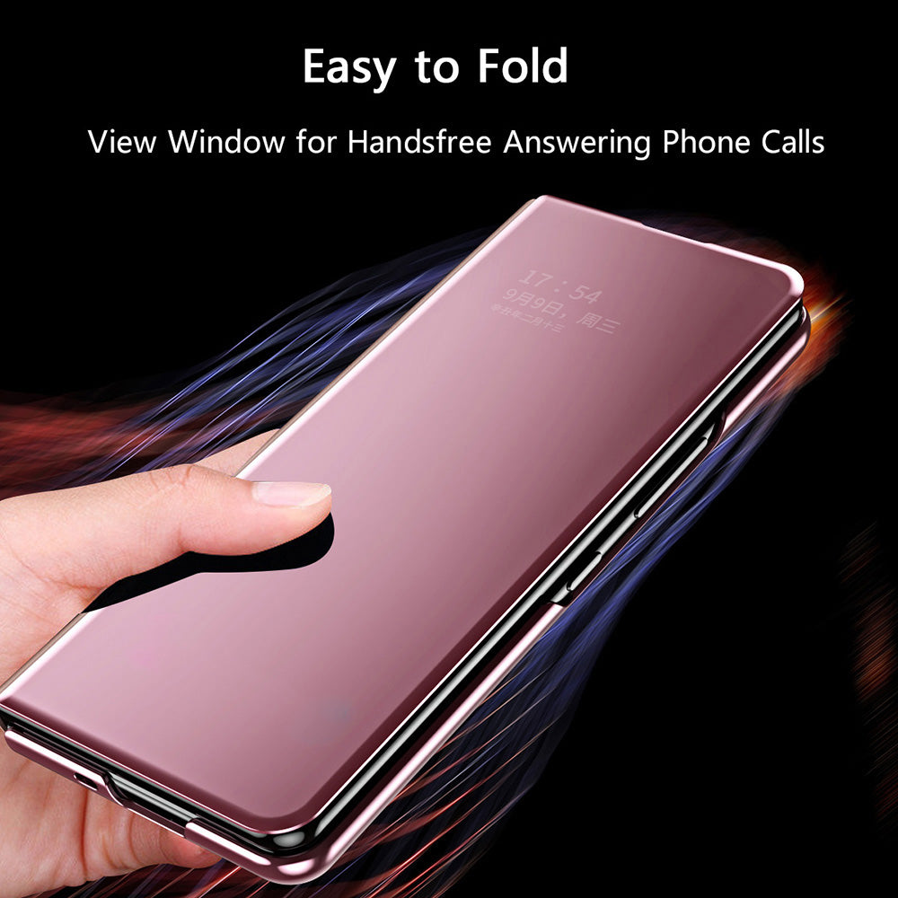 Folio Flip Mirror-Like Surface Plated PU Leather Stand Case for Samsung Galaxy Z Fold3 5G