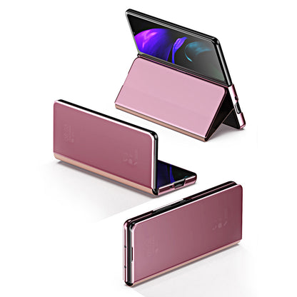 Folio Flip Mirror-Like Surface Plated PU Leather Stand Case for Samsung Galaxy Z Fold3 5G