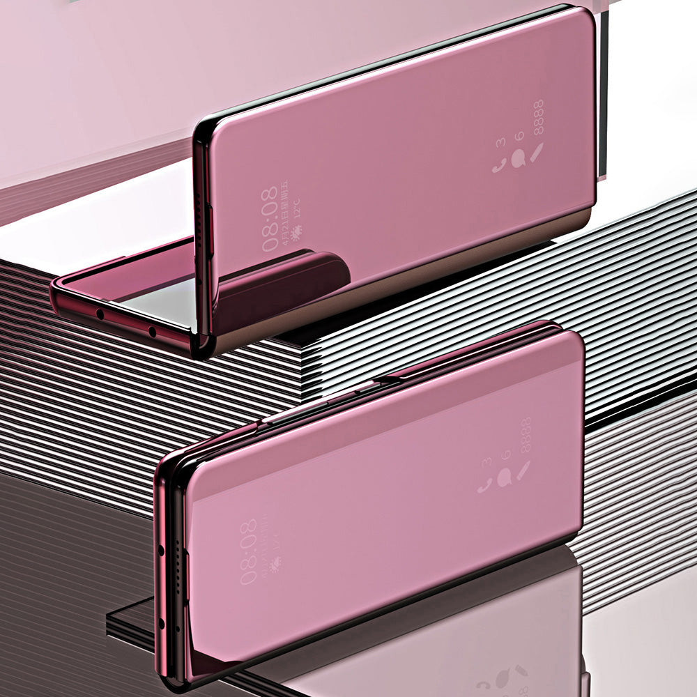 Folio Flip Mirror-Like Surface Plated PU Leather Stand Case for Samsung Galaxy Z Fold3 5G