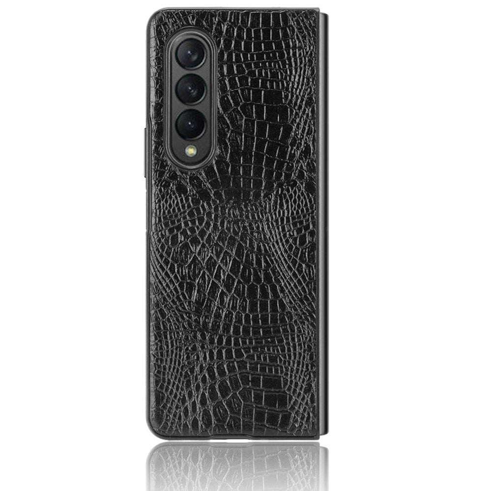 Premium Crocodile Texture PU Leather Coated Hard PC Back Cover Protective Cell Phone Case for Samsung Galaxy Z Fold3 5G