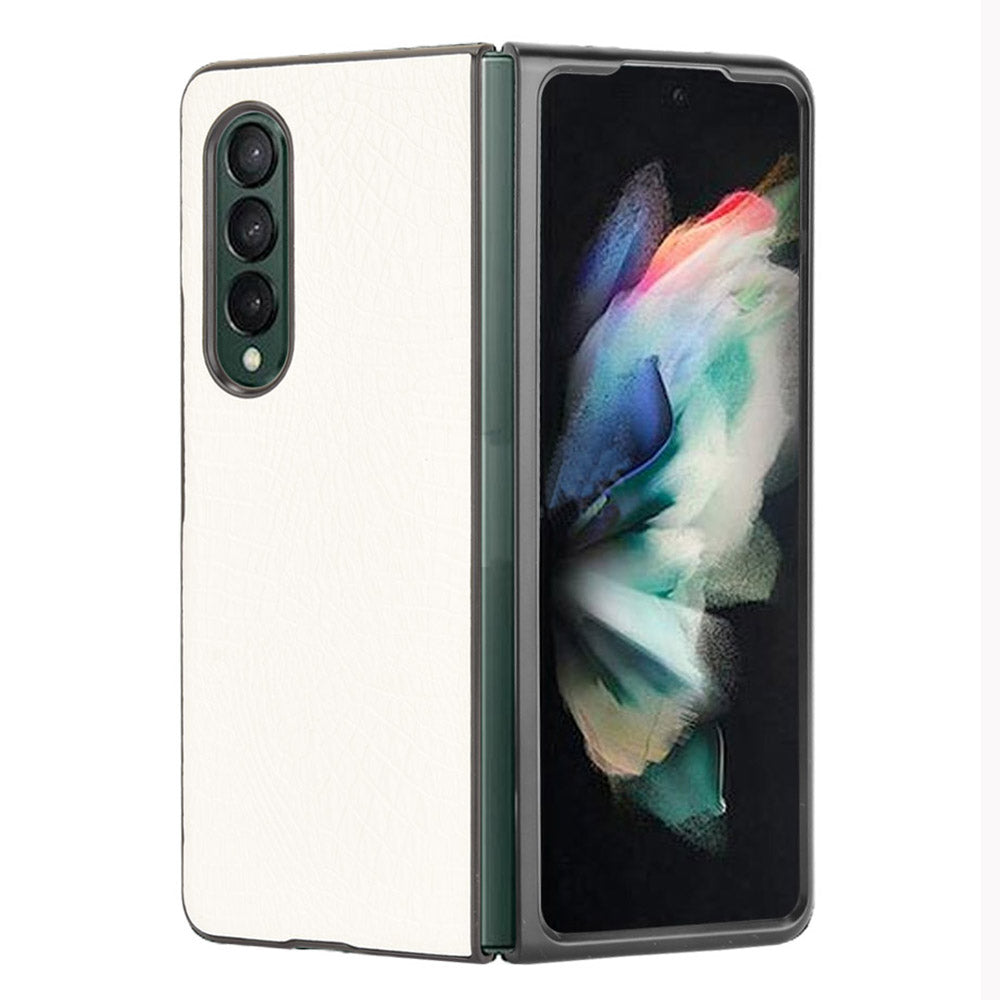 Premium Crocodile Texture PU Leather Coated Hard PC Back Cover Protective Cell Phone Case for Samsung Galaxy Z Fold3 5G