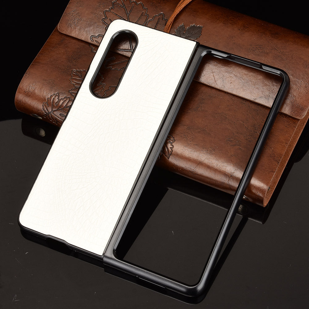 Premium Crocodile Texture PU Leather Coated Hard PC Back Cover Protective Cell Phone Case for Samsung Galaxy Z Fold3 5G