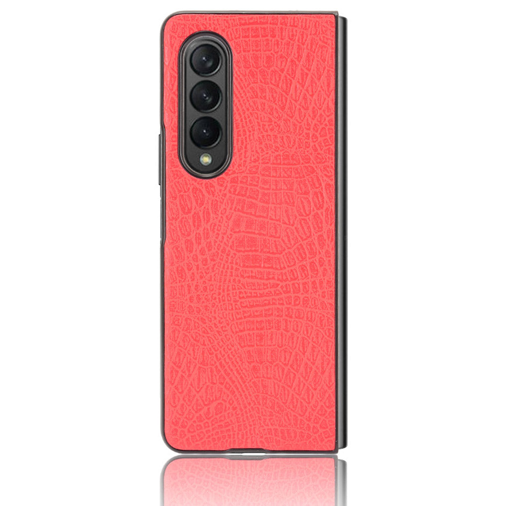 Premium Crocodile Texture PU Leather Coated Hard PC Back Cover Protective Cell Phone Case for Samsung Galaxy Z Fold3 5G