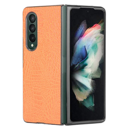 Premium Crocodile Texture PU Leather Coated Hard PC Back Cover Protective Cell Phone Case for Samsung Galaxy Z Fold3 5G