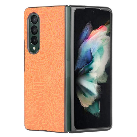 Premium Crocodile Texture PU Leather Coated Hard PC Back Cover Protective Cell Phone Case for Samsung Galaxy Z Fold3 5G