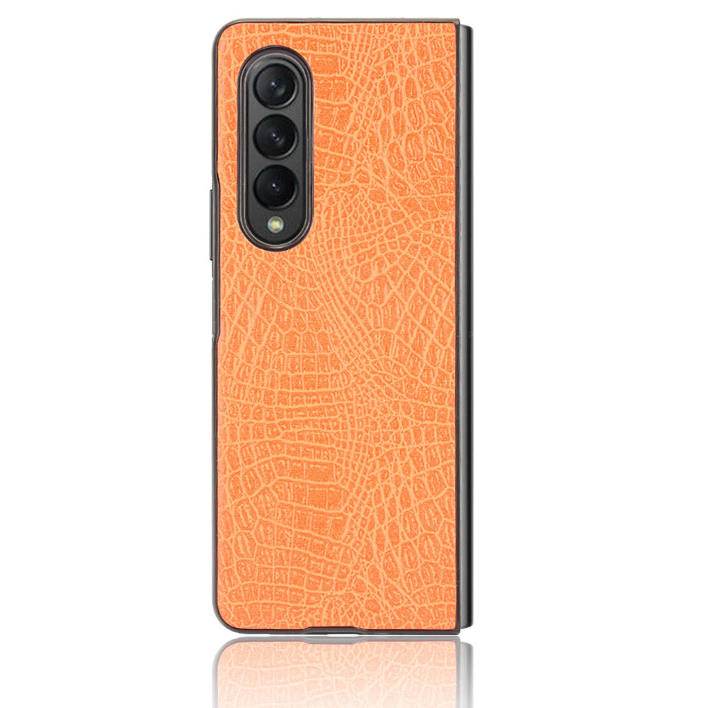 Premium Crocodile Texture PU Leather Coated Hard PC Back Cover Protective Cell Phone Case for Samsung Galaxy Z Fold3 5G