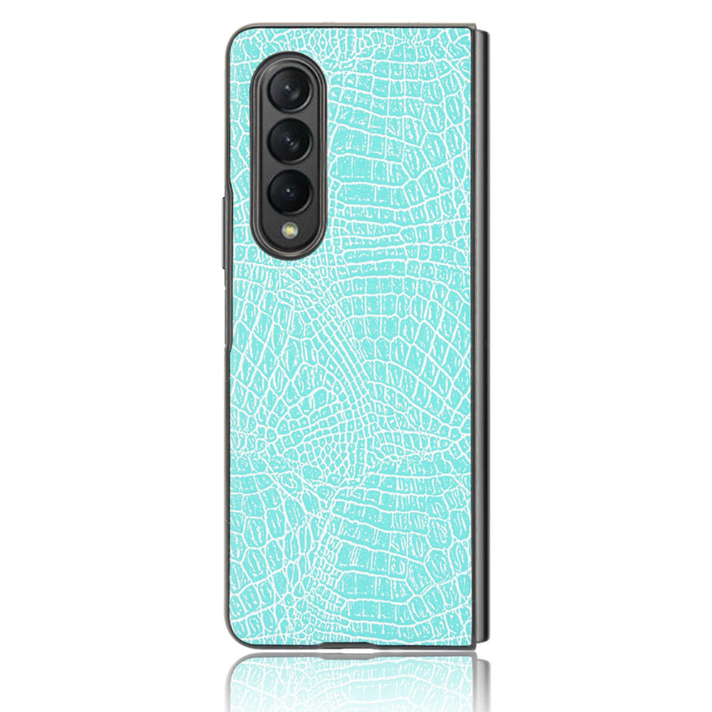 Premium Crocodile Texture PU Leather Coated Hard PC Back Cover Protective Cell Phone Case for Samsung Galaxy Z Fold3 5G