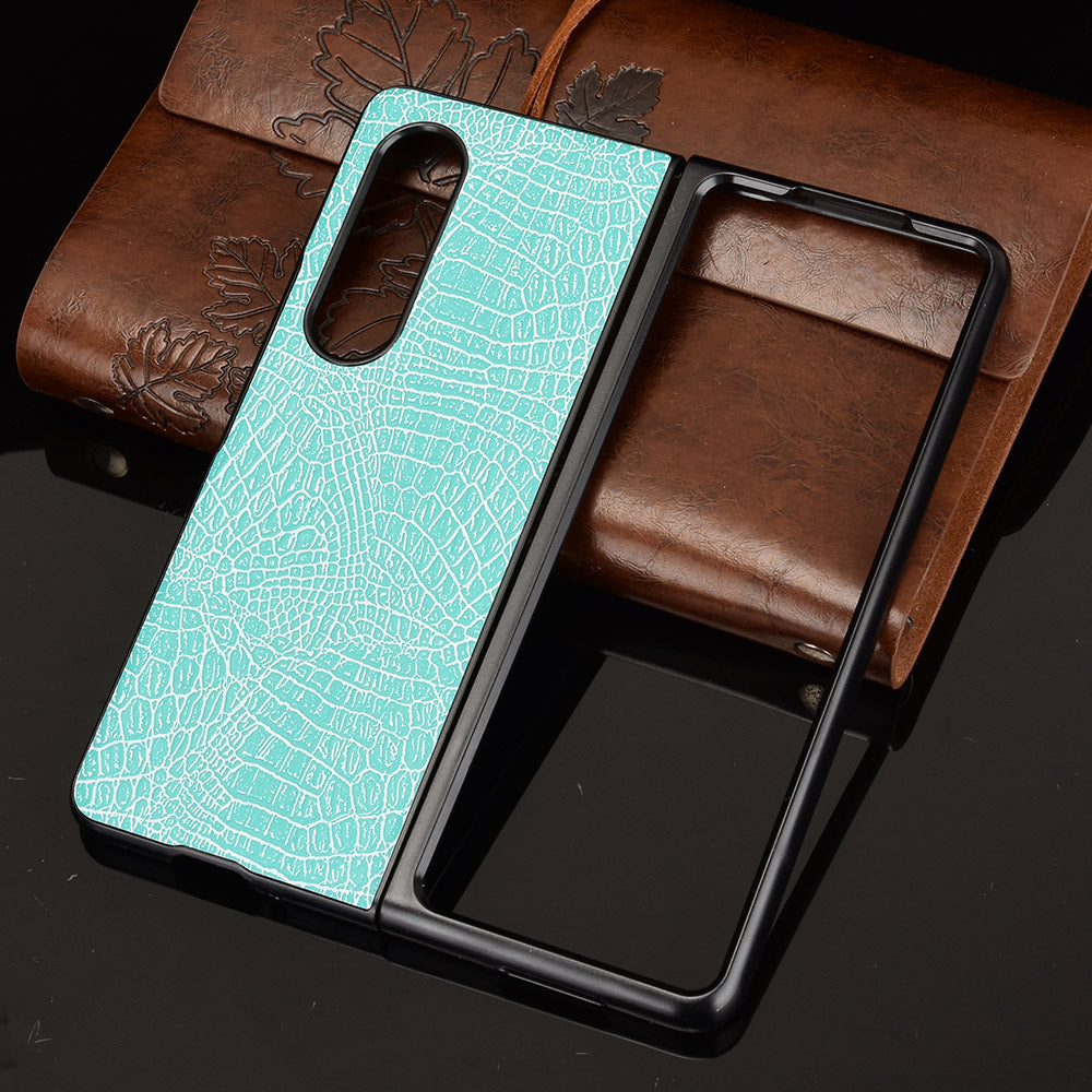 Premium Crocodile Texture PU Leather Coated Hard PC Back Cover Protective Cell Phone Case for Samsung Galaxy Z Fold3 5G