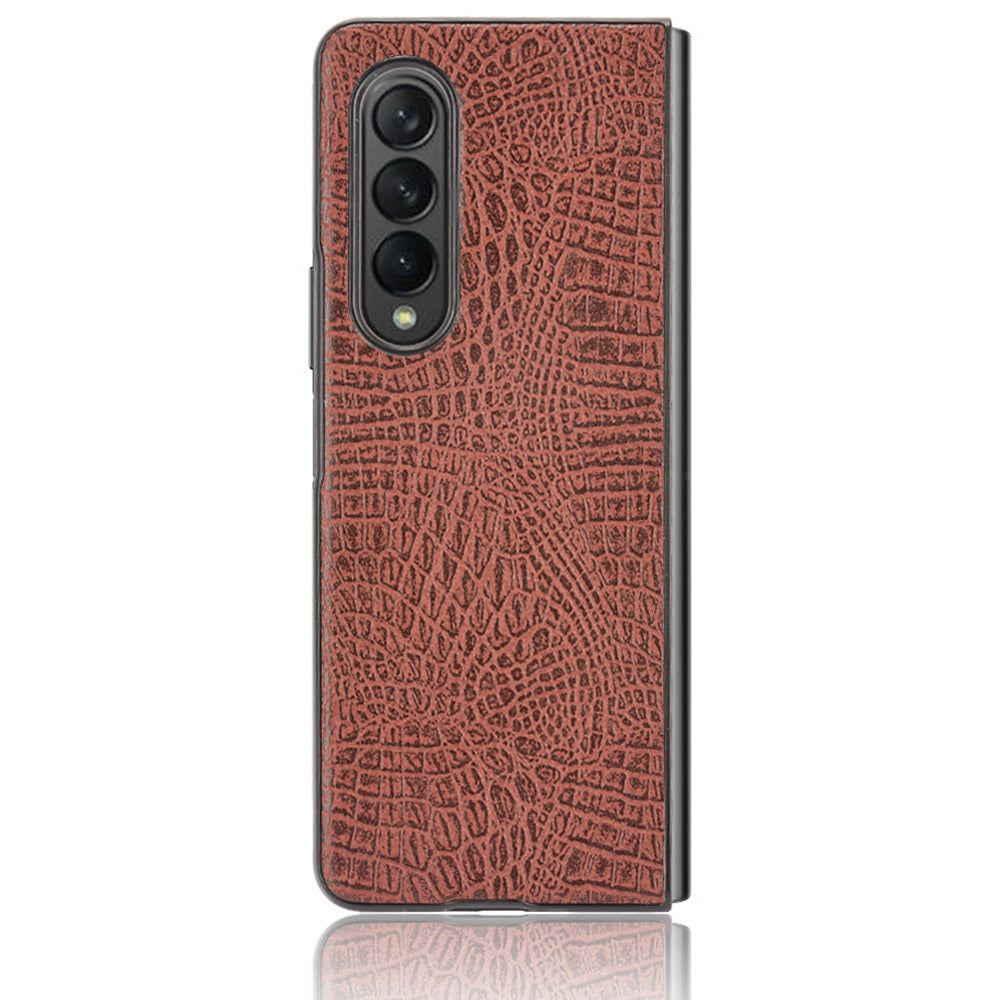 Premium Crocodile Texture PU Leather Coated Hard PC Back Cover Protective Cell Phone Case for Samsung Galaxy Z Fold3 5G
