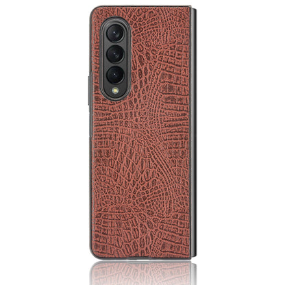 Premium Crocodile Texture PU Leather Coated Hard PC Back Cover Protective Cell Phone Case for Samsung Galaxy Z Fold3 5G
