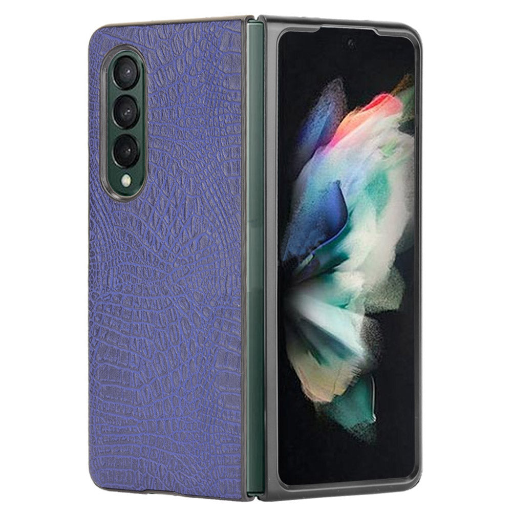 Premium Crocodile Texture PU Leather Coated Hard PC Back Cover Protective Cell Phone Case for Samsung Galaxy Z Fold3 5G