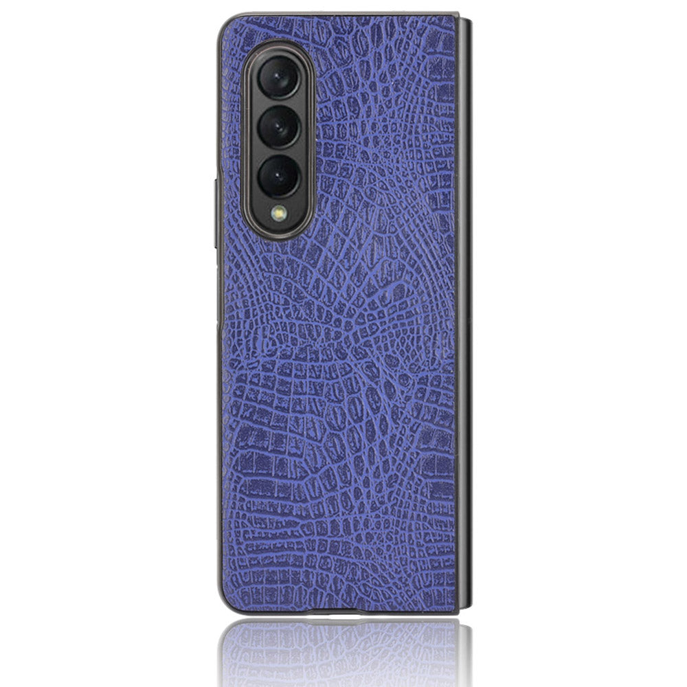 Premium Crocodile Texture PU Leather Coated Hard PC Back Cover Protective Cell Phone Case for Samsung Galaxy Z Fold3 5G