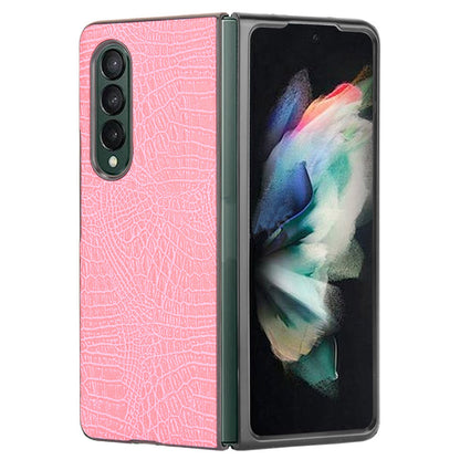 Premium Crocodile Texture PU Leather Coated Hard PC Back Cover Protective Cell Phone Case for Samsung Galaxy Z Fold3 5G