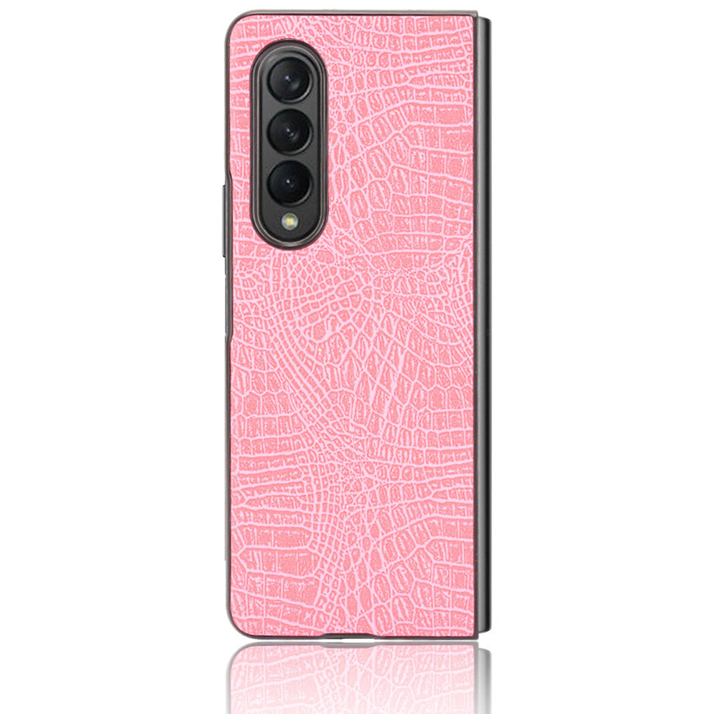Premium Crocodile Texture PU Leather Coated Hard PC Back Cover Protective Cell Phone Case for Samsung Galaxy Z Fold3 5G