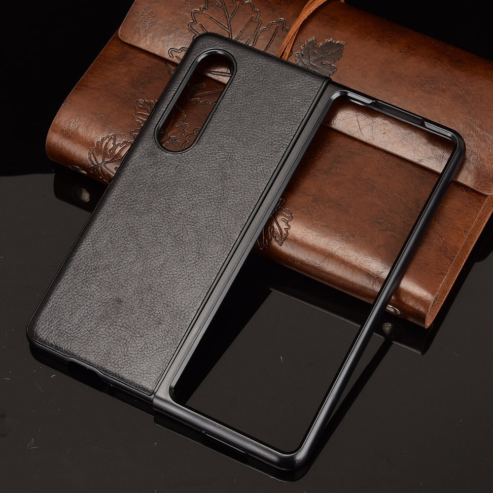 Ultra Slim Litchi Texture PU Leather Coated PC Shockproof Phone Cover for Samsung Galaxy Z Fold3 5G