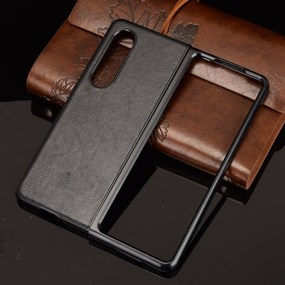 Ultra Slim Litchi Texture PU Leather Coated PC Shockproof Phone Cover for Samsung Galaxy Z Fold3 5G
