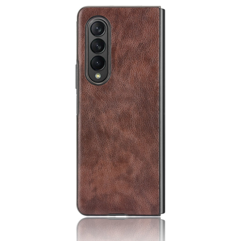 Ultra Slim Litchi Texture PU Leather Coated PC Shockproof Phone Cover for Samsung Galaxy Z Fold3 5G